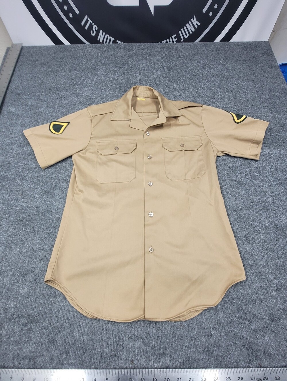 Vintage 70’s US Army Khaki Tan Private First Class Dress Shirt Size S